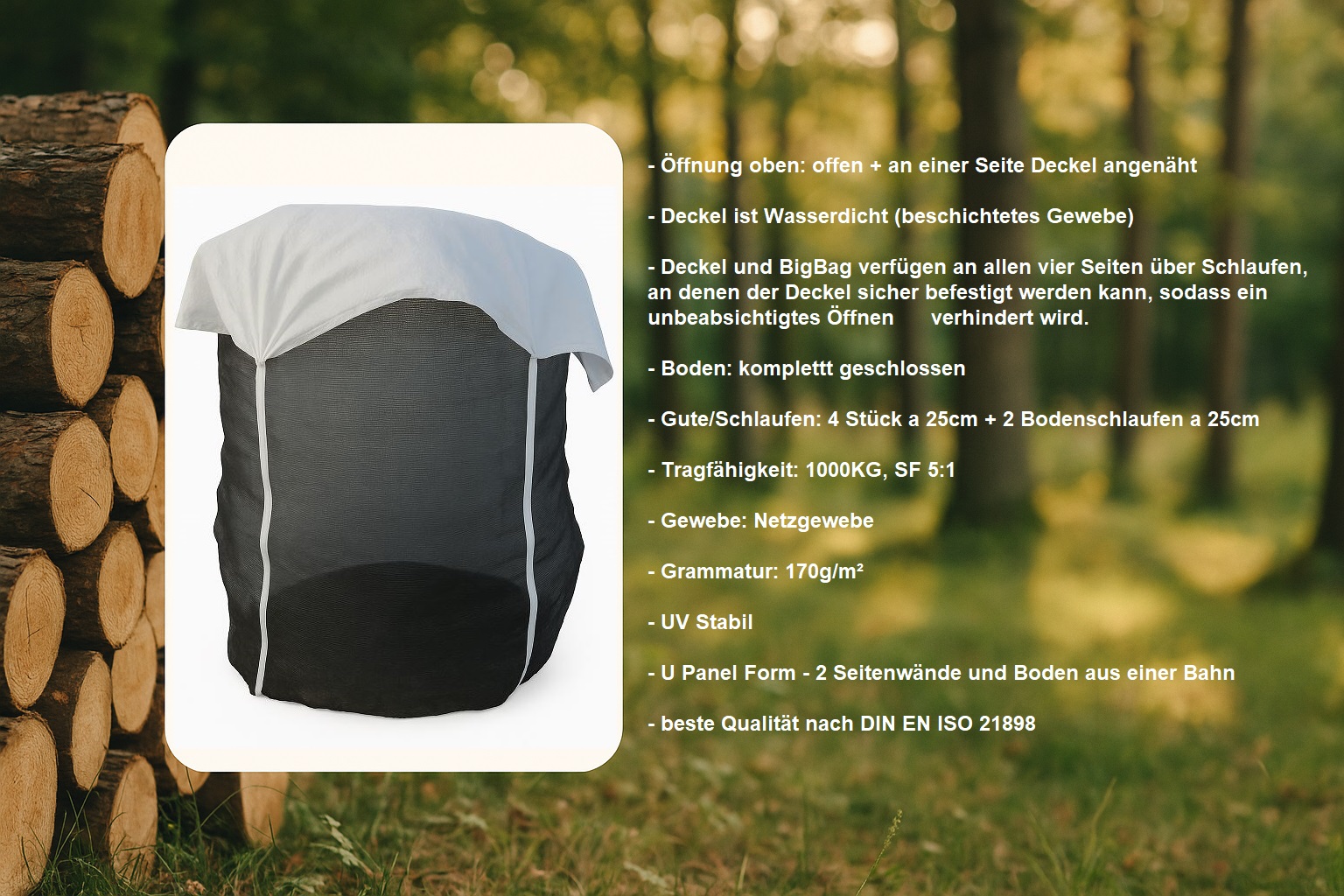 Holzbag, Holz bag, Woodbag, Big Bag holz, Holz big bag Woodbag Holzbag mit Abdeckung