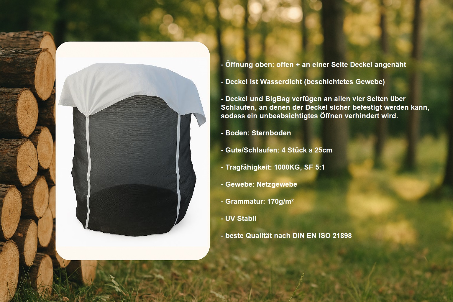 Holzbag, Holz bag, Woodbag, Big Bag holz, Holz big bag Woodbag Holzbag mit Abdeckung